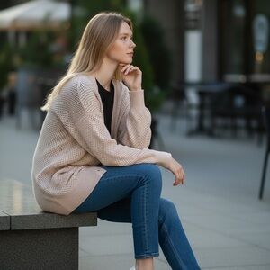 Michael kors Women’s Open-Front Cream Knit Cardigan Sweater